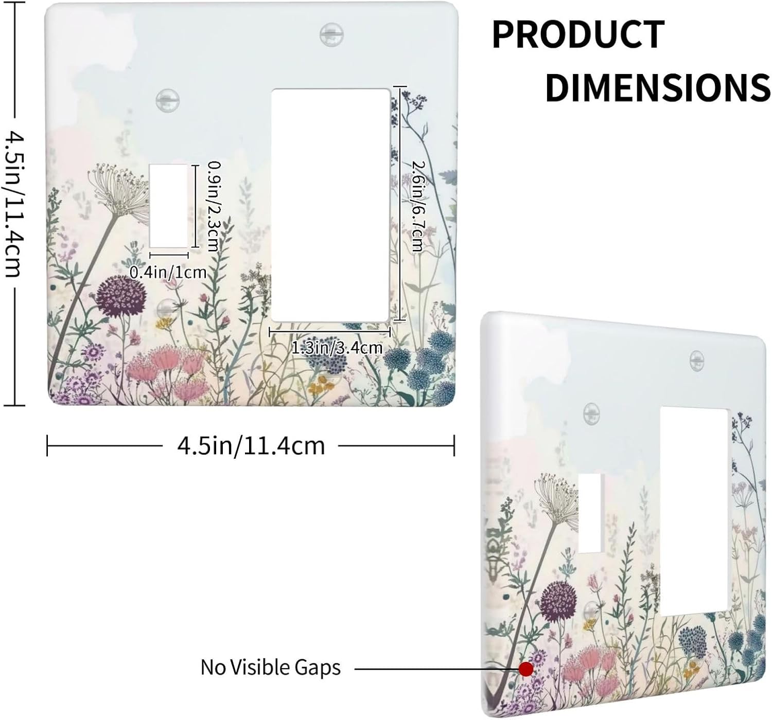 Colorful Wildflower Watercolor Dandelion Floral Outlet Covers 1 Toggle 1 Rocker Combination Decorative Wall Plate Electrical Switch Plates Light Switch Cover Plate For Cabin Home Decor