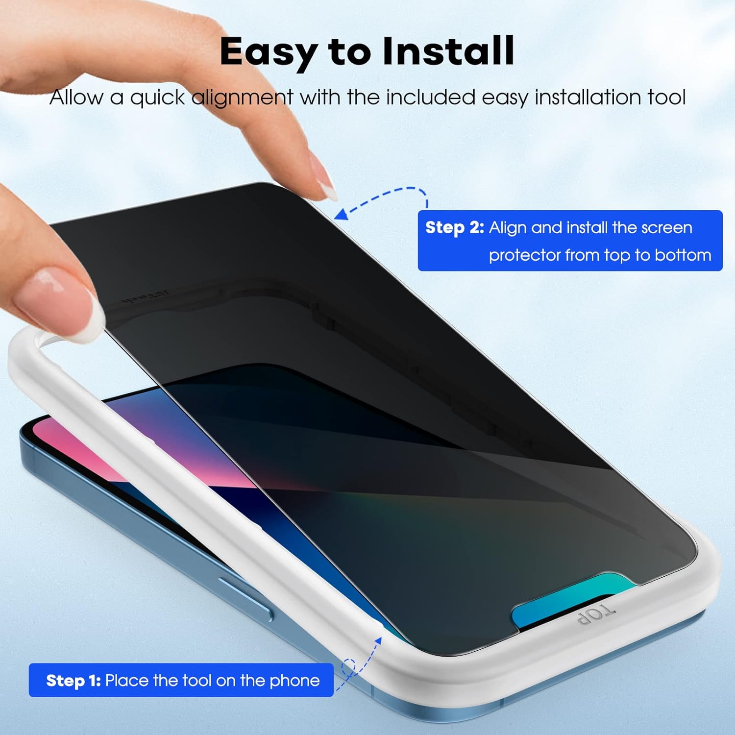 JETech Privacy Screen Protector for iPhone 13 6.1-Inch with Camera Lens Protector, Anti-Spy Tempered Glass Film, Easy Installation Tool, 2-Pack Each