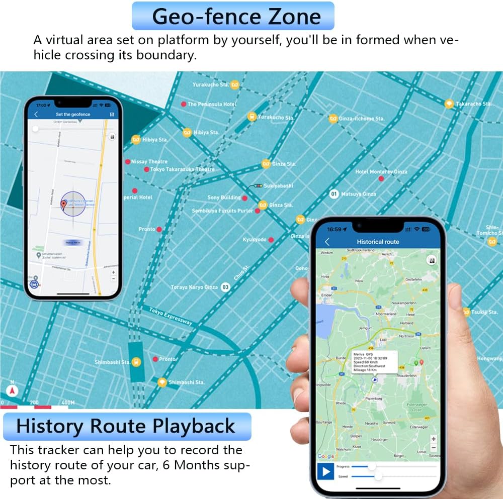 Car GPS Tracker for Vehicles Long Battery Life 20000mAh Tracker Device Real-Time and Precise Location Tracking Device Magnetic Waterproof Multiple Alarm App iOS/Android TK918 4G