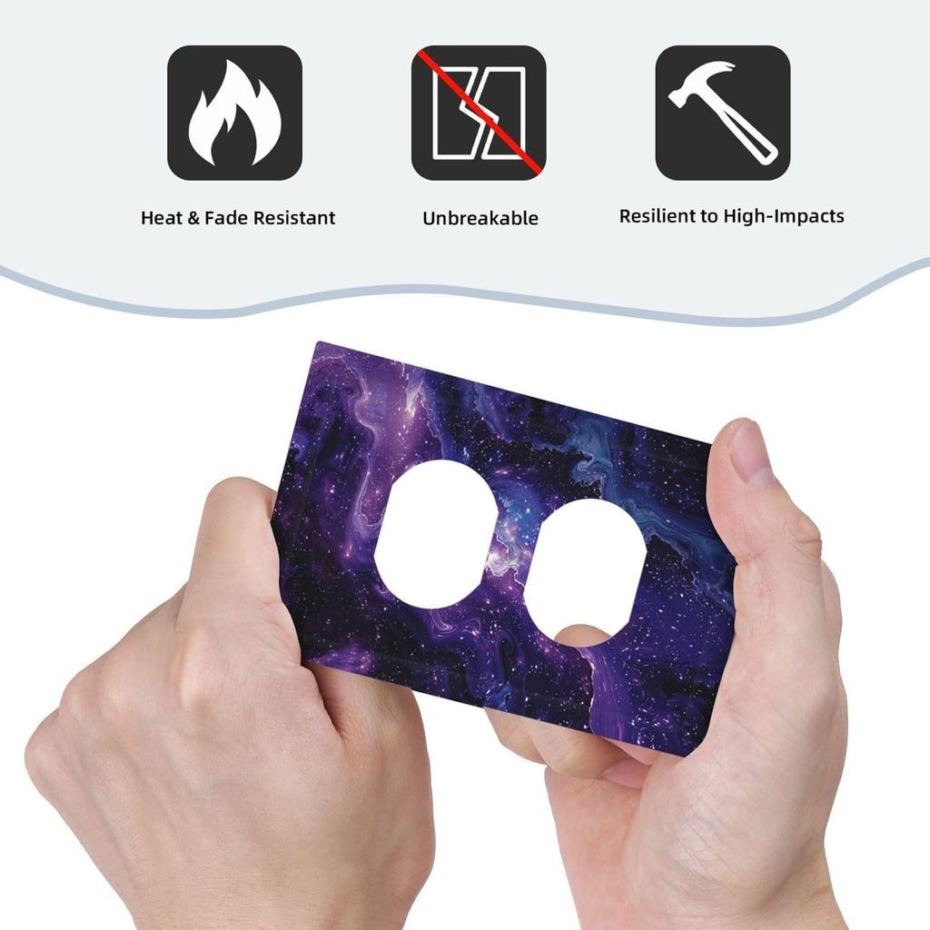 Decorative Outlet Covers Galaxy Universe Outer Space Marble Texture 1 Gang Duplex Light Switch Cover Plate Unique Wall Plate Electrical Switch Plate Covers for Bedroom Home Decor