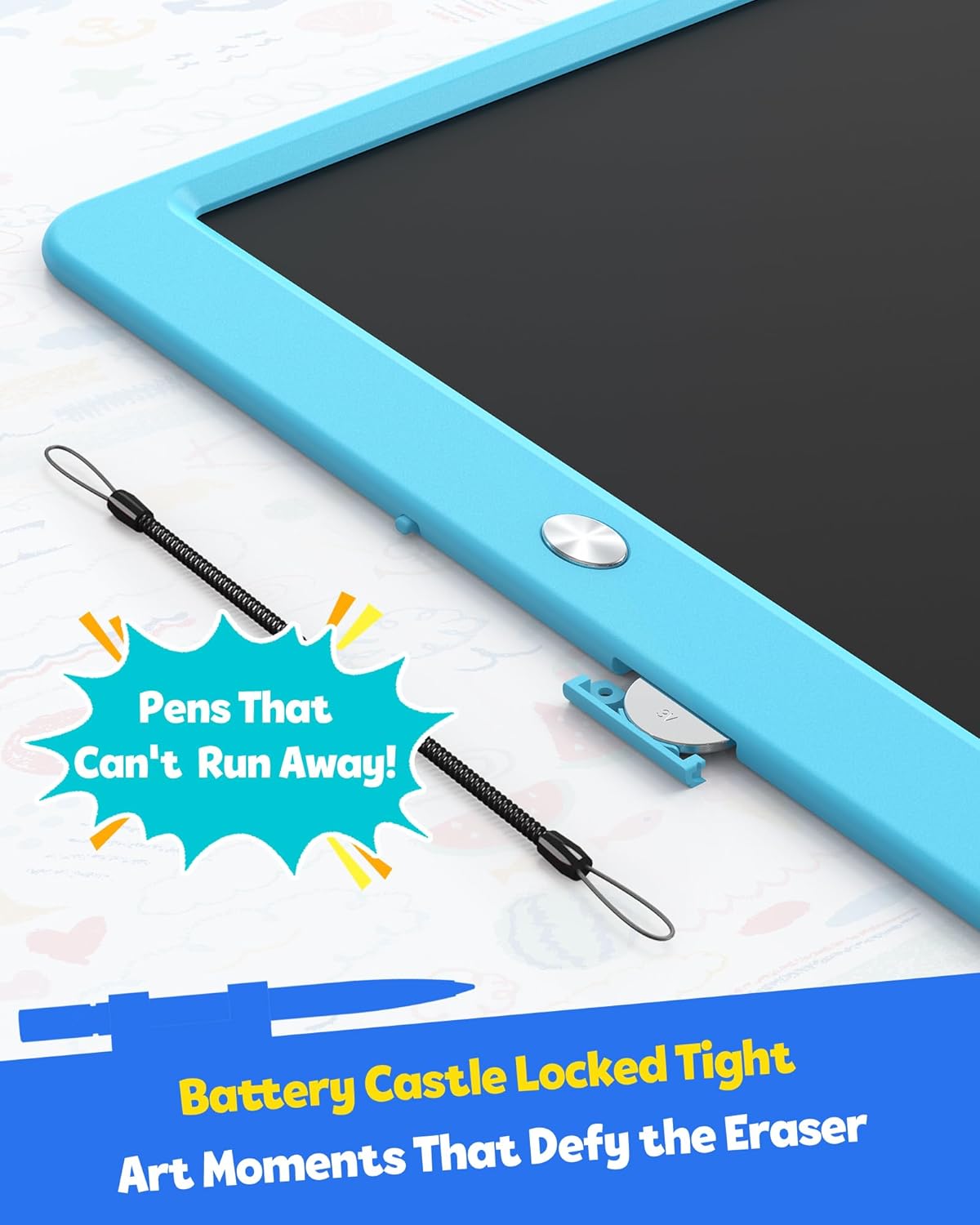 TEKFUN LCD Writing Tablet for Kids Boys Toys, 12 Inch Erasable Doodle Board Colorful Doodle Pad, Mess Free Coloring Board Games Toys Gifts for Toddlers Boys Adults (Blue)