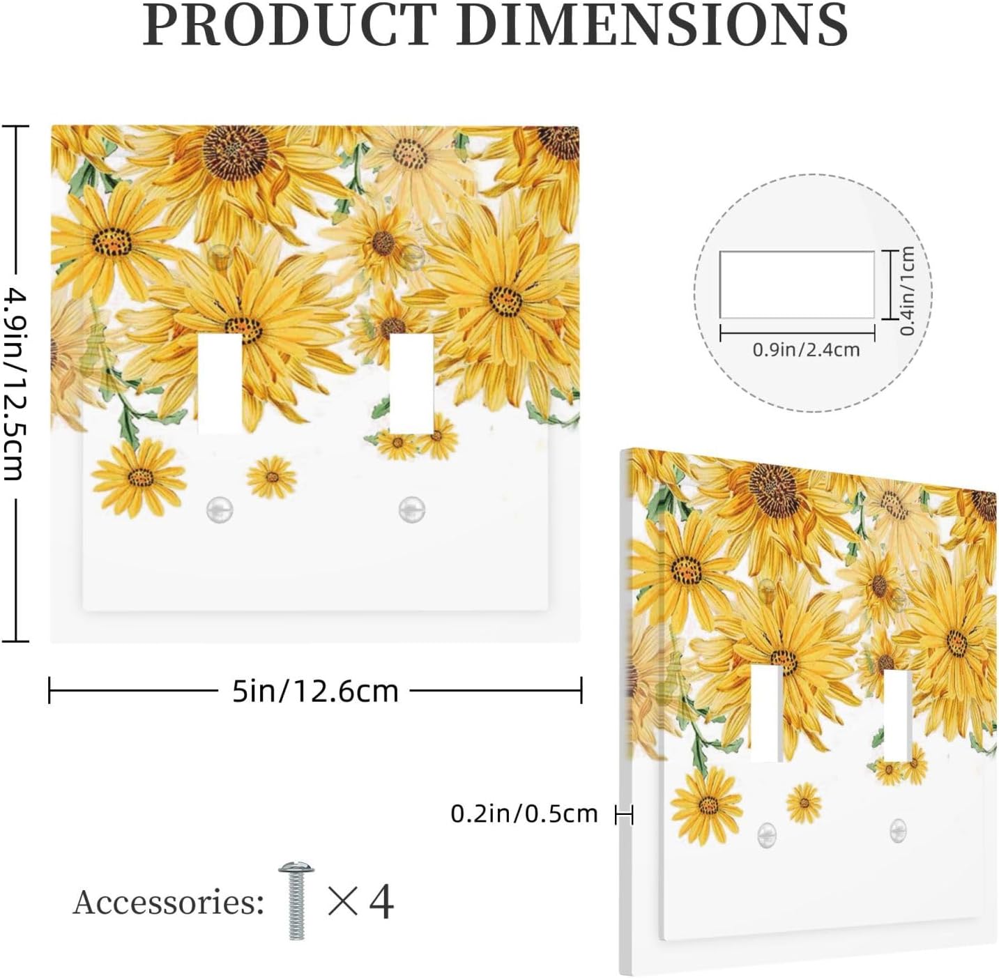 Sunflower Yellow Flowers Floral Decorative Switch Plates 2 Gang Double Toggle Outlet Light Switch Cover Wall Plate Electrical Faceplate for Bed Room Living Room Decor
