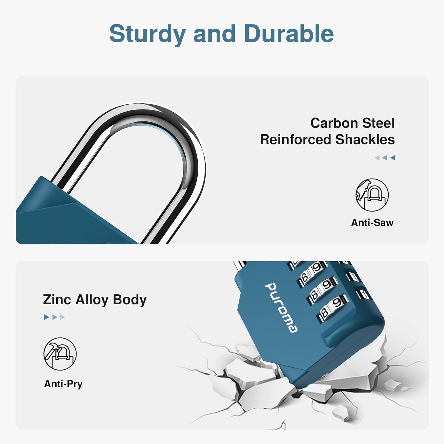 Puroma 2 Pack Combination Lock for Locker 4 Digit Outdoor Waterproof Padlock for School, Gym, Sports, Fence, Toolbox, Gate, Case, Outdoor, Hasp Storage, Cabinets (Dark Green)