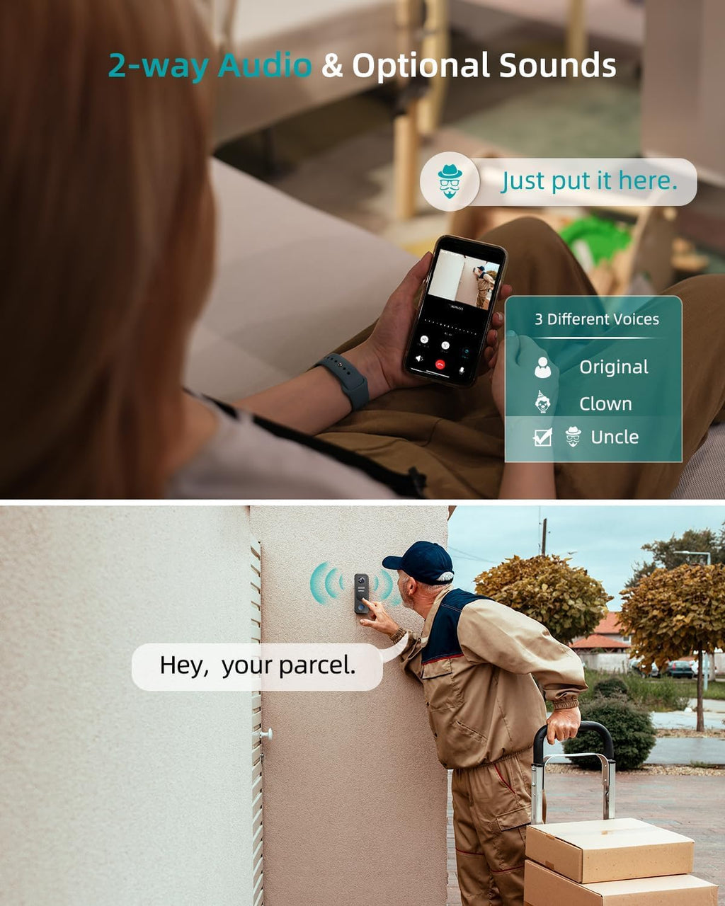 ZUMIMALL Doorbell Camera Wireless No Subscription - 2K Video Doorbell with Chime, 2 Way Audio, Anti-Theft, PIR Human/AI Detection, Local/Cloud Storage, 2.4GHz WiFi, Battery Powered, Work with Alexa