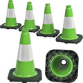 6 Pack 12" Inch Green PVC Traffic Cones with Heavy-Duty Base, High-Visibility All-Weather Safety Cones for Road Construction, Parking Lot, and Garage Use (6, Green, 12" Small)