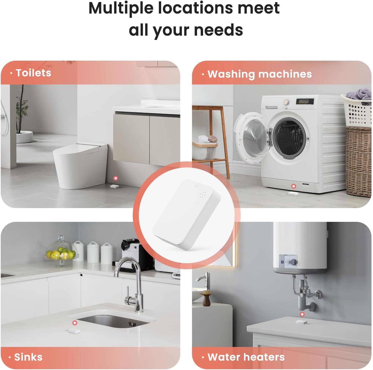 TREATLIFE WiFi Water Leak Detector 1 Pack, Smart 2.4GHz Water Sensor Alarm with App Alerts, Compatible with Alexa, Google Home, Wireless Water Leak Sensor for Home, Basement, Kitchen, Bathroom