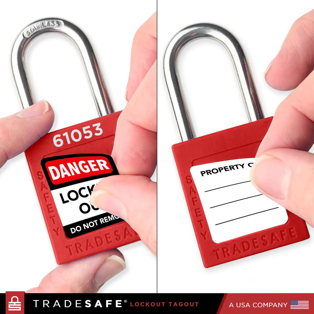 TRADESAFE Lockout Tagout Locks Set - 7 Red Loto Locks, Lockout Locks Keyed Different, 2 Keys Per Lock, OSHA Compliant Lock Out Tag Out Padlocks, Safety Padlocks for Electrical Lockout Tag Out Kits