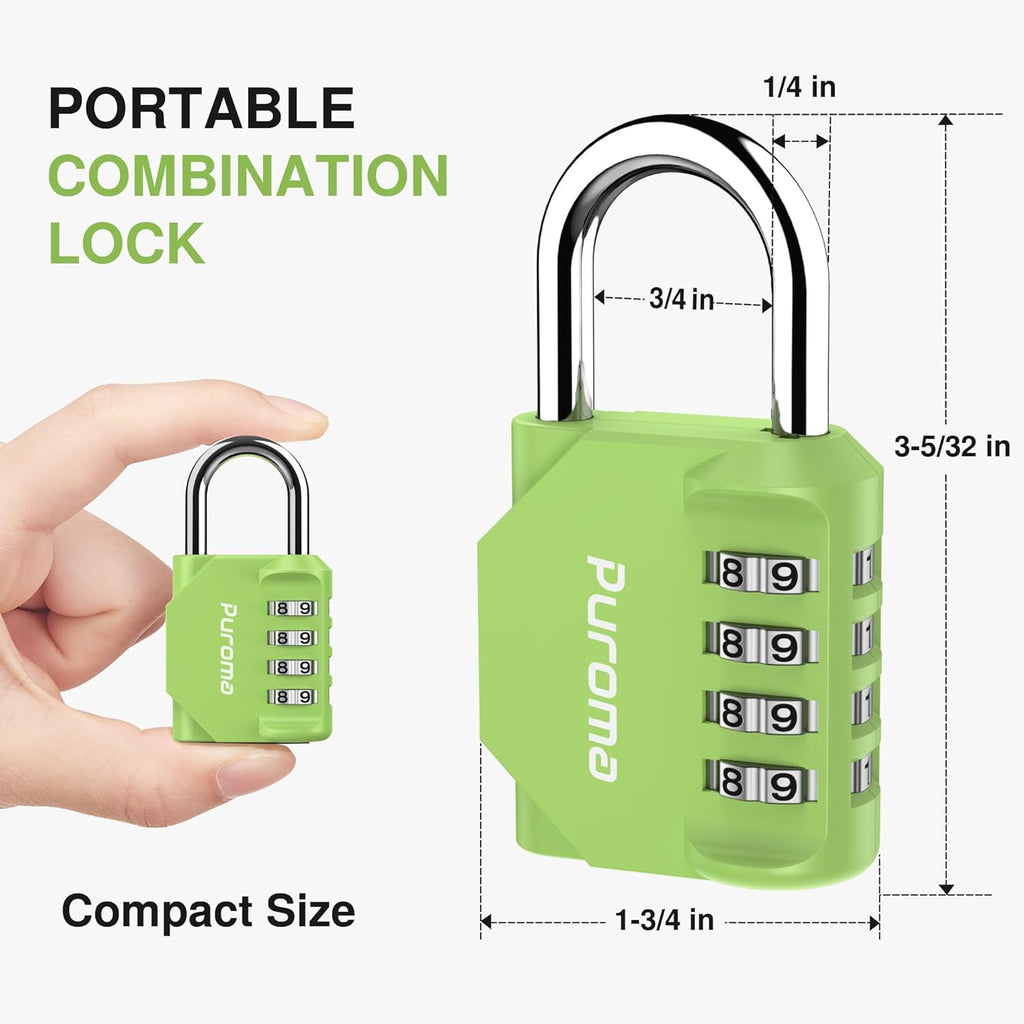 Puroma 1 Pack Combination Lock for Locker 4 Digit Outdoor Waterproof Padlock for School, Gym, Sports, Fence, Toolbox, Gate, Case, Outdoor, Hasp Storage, Cabinets (Yellow-Green)