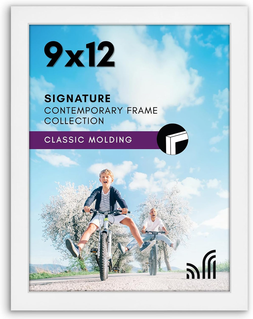 Americanflat 9x12 Picture Frame with Shatter-Resistant Glass - Signature Collection - Gallery-Style Frames Made of Engineered Wood - Photo Frame for Tabletop and Wall Display - White