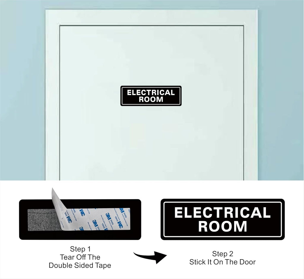 Electrical Room Sign - Premium Durable Acrylic Material, Super Strong Self-adhesive, Quick Installation, Suitable for Your Home and Business (9 × 3 Inches, Black)