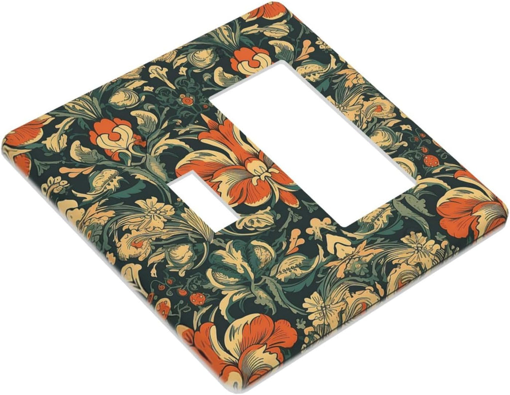Outlet Covers William Morris Abstract Floral Plant Pattern Orangeyellowgreen 1 Toggle 1 Rocker Combination Decorative Wall Plate Electrical Switch Plates Light Switch Cover Plate for Bedroom