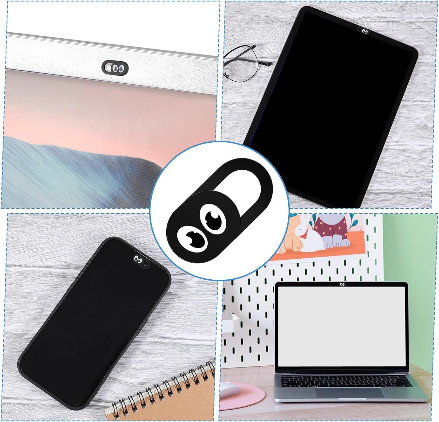 8PCS Webcam Cover Slide Laptop Camera Cover Ultra Thin Laptop Camera Cover, Phone Computer Camera Cover Slide Web Cam Privacy Cover Camera Blocker for Cell Phone Desktops Pc Tablet (Black)