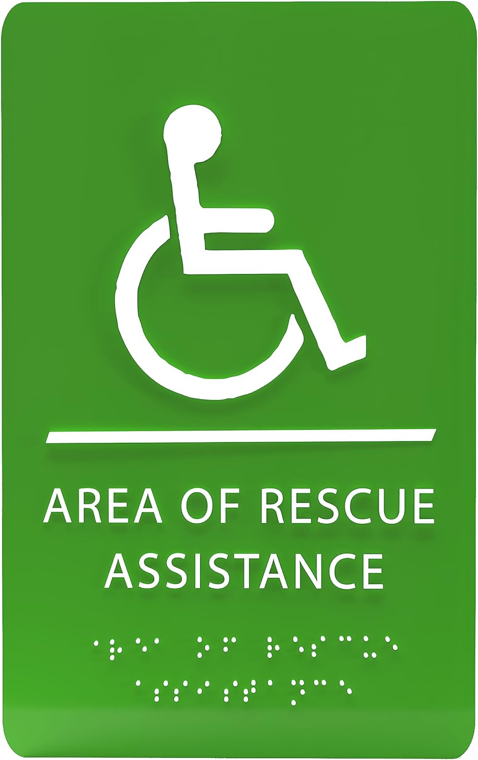 6" X9" Area of Rescue Assistance Sign - ADA Compliant Tactile Graphics Grade 2 Braille Text Signs| Sign for Shopping Malls, Offices, Hotels, Schools, Apartments, and Restaurants