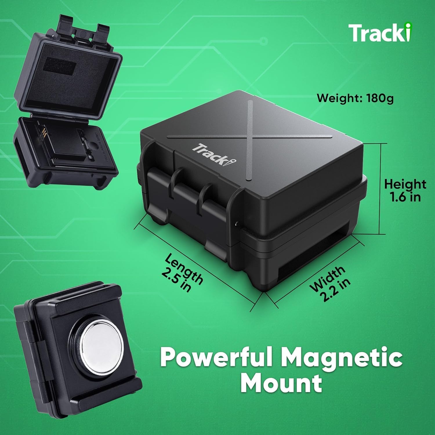 Tracki GPS Tracker with Waterproof Magnetic Mini Box and +3500mAh Battery Extender for Vehicles - 4G LTE Subscription Needed - US-Made Tech Small GPS Tracking Device for Car, US & Worldwide. (Set)