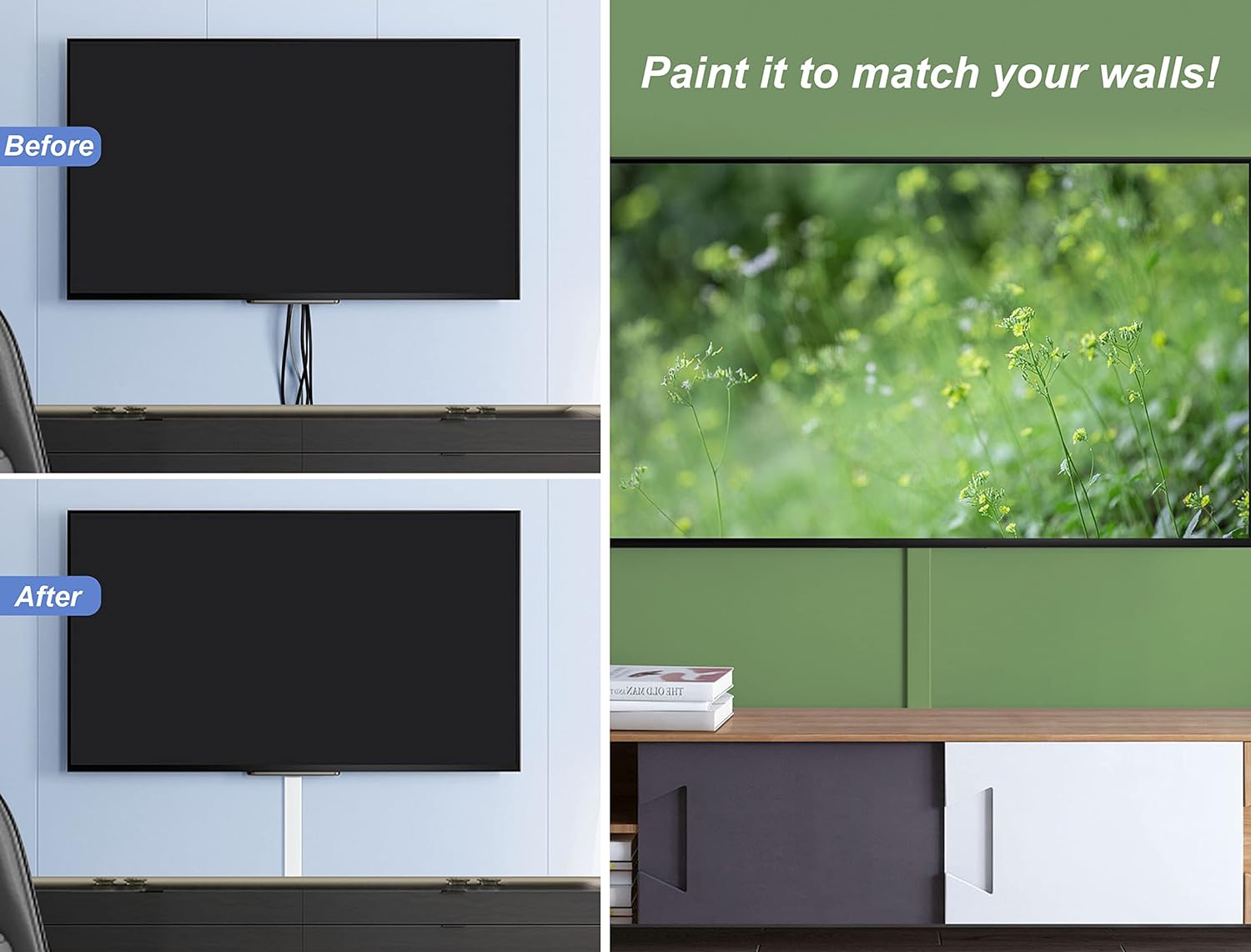 ZhiYo TV Cord Hider for Wall Mounted TV 34in(2X L17in), Large Cord Cover Wall, PVC Cable Management Raceway Kit, Wire Hider for Wall, Beige Wire Concealer, W2in x H0.7in
