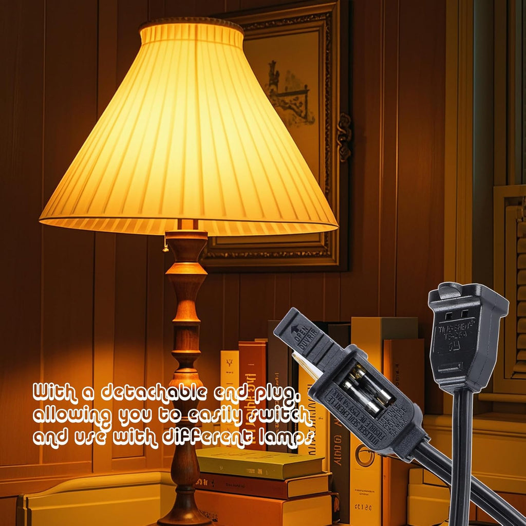 Lamp Dimmer Switch Extension Cord Plug in Dimmer - Rotary Control for 150 Watt Dimmable Lights - Christmas Village Houses Lights Cord Salt Light - 6 ft Cord