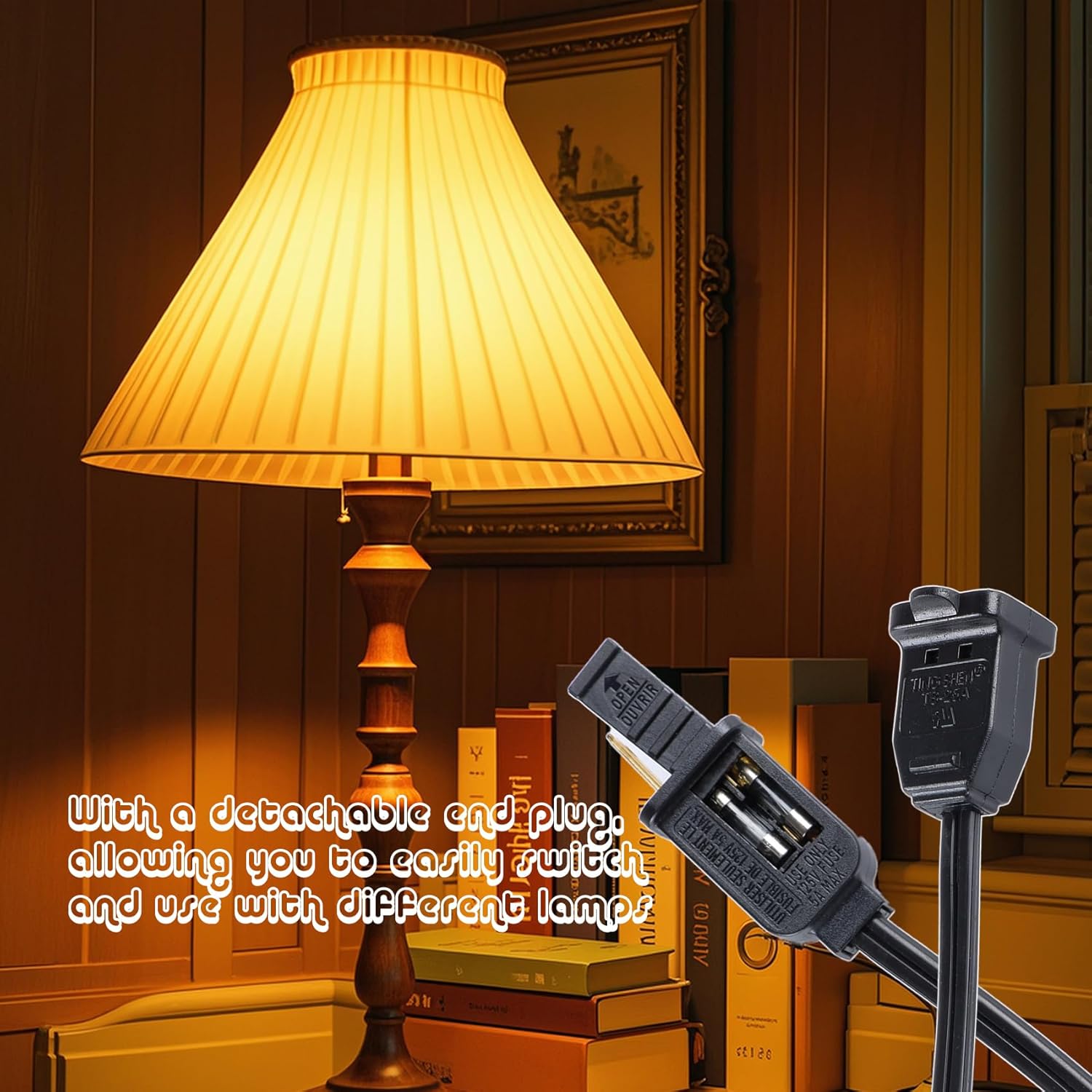 Lamp Dimmer Switch Extension Cord Plug in Dimmer - Rotary Control for 150 Watt Dimmable Lights - Christmas Village Houses Lights Cord Salt Light - 6 ft Cord