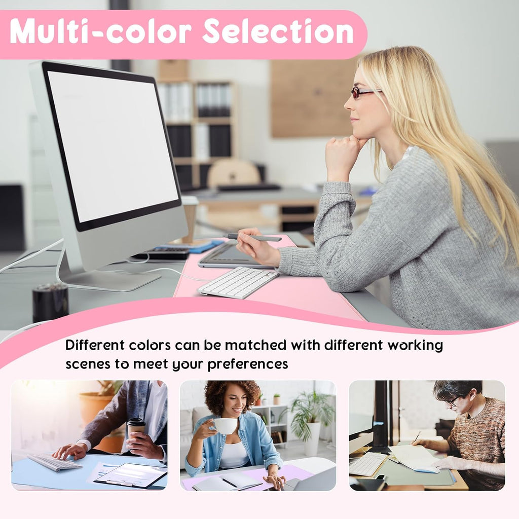 Konohan Heated Large Desk Mat PU Leather Warm Mouse Pad with 5 Heating Level & 4 Hour Auto Shut-Off Heating Keyboard Pad Warmer Gaming Mice Mat Only Supports 110v(Pink Color,31.5" X 13")