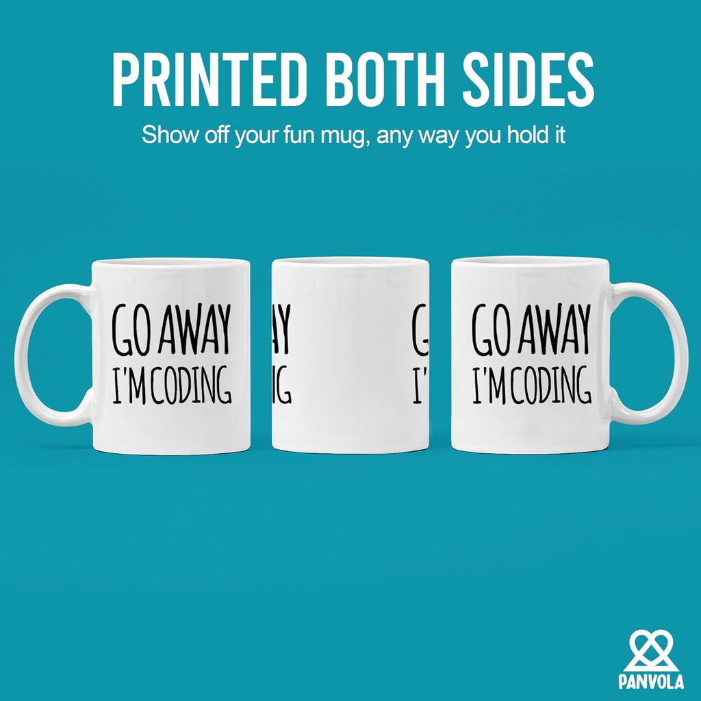 Panvola Go Away I'm Coding Coder Gift Computer Programming Programmer Student Graduation Birthday Valentines Christmas Drinkware Novelty Coffee Ceramic Mug White 11 oz White