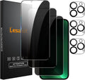 3+3 Pack Privacy Screen Protector for iPhone 13 Pro Max 6.7-Inch with 3 Pack Camera Lens Protector, Anti Spy Tempered Glass Film 9H Hardness Bubble Free Case Friendly