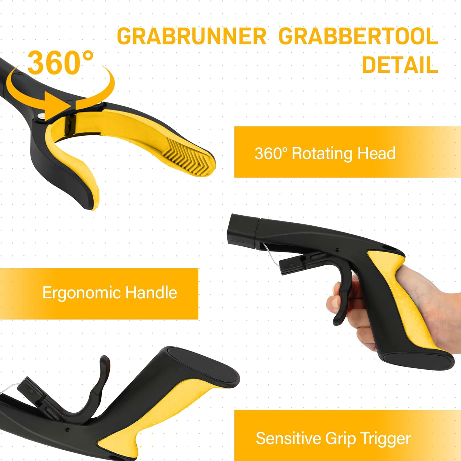 Grabber Reacher Tool -2 Pack 32” Reacher Grabber Tool with Strong Magnetic and Swivel Head - Pick Up Stick Grabbers for Seniors, Trash, Surgery Recovery Must Haves Gifts(Yellow)
