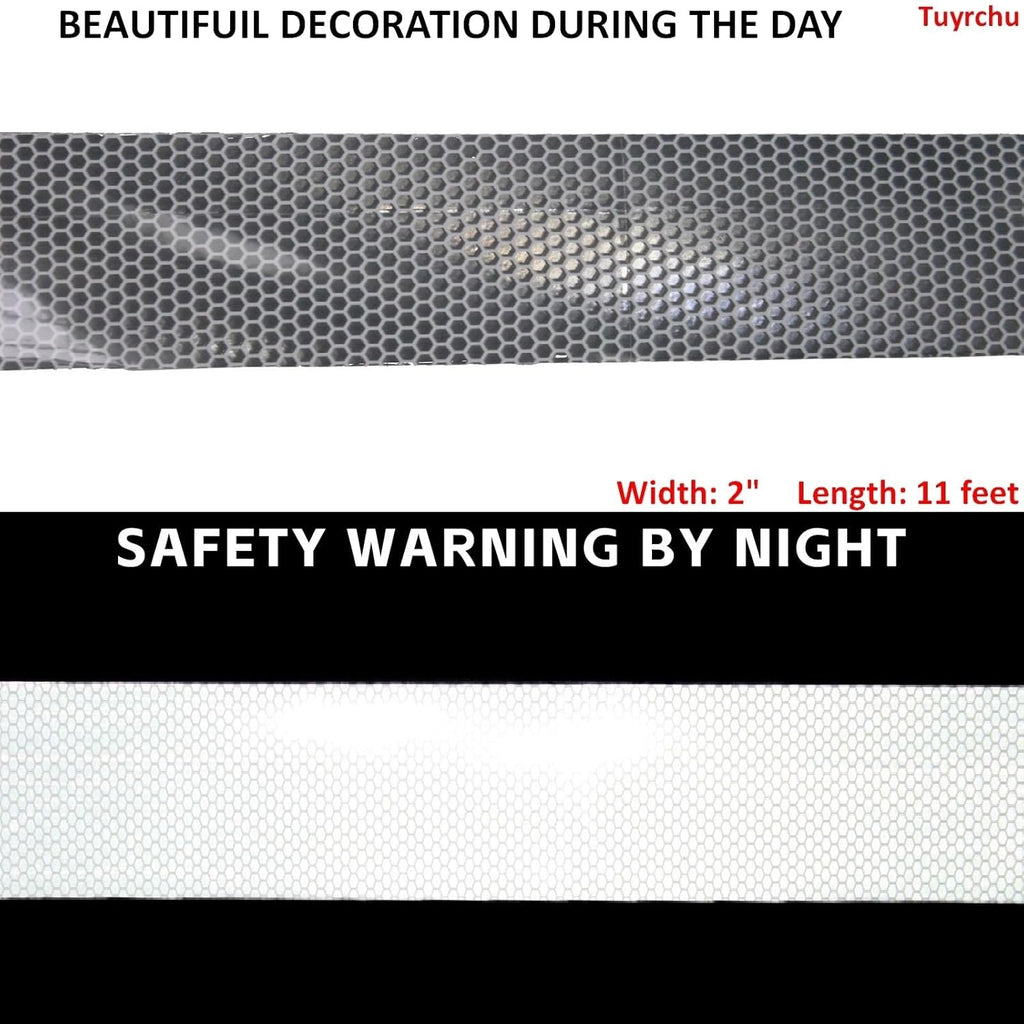 Non Fading Silver Reflective Tape 2 inch Wide, Outdoor Waterproof Safety Adhesive Stickers, High Visibility Industrial Marking Tape (11 feet)