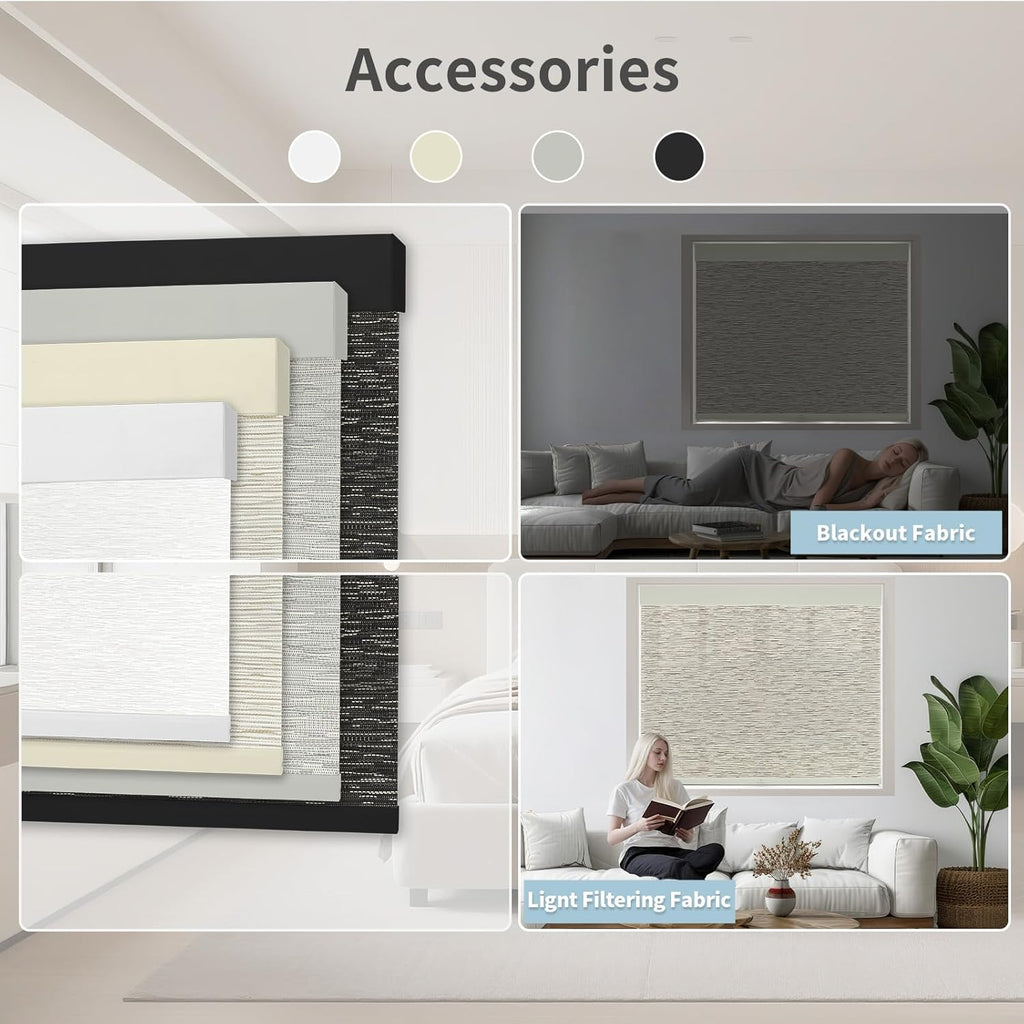 Motorized Blinds with Remote Custom Size Blackout Smart Roller Shades Compatible with Alexa Google, Electric Blinds for Windows