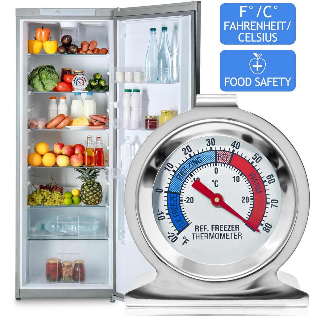 12 Pack Refrigerator Freezer Thermometer Large Dial Fridge Thermometer with Dual-Scale -30~30°C/-20~80°F for Freezer Refrigerator Cooler