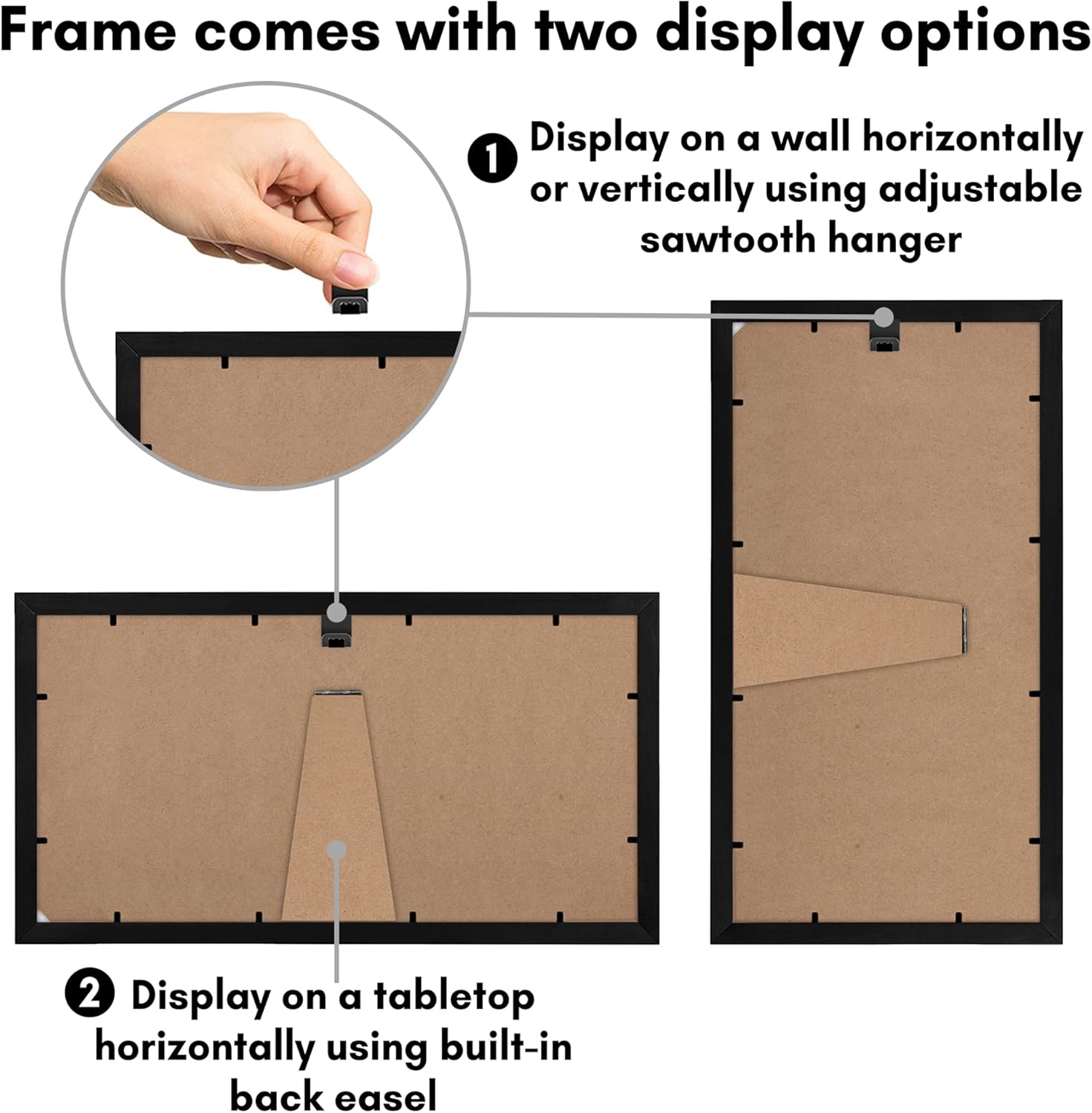 Americanflat 8x16 Picture Frame with Shatter-Resistant Glass - Signature Collection - Gallery-Style Frames Made of Engineered Wood - Photo Frame for Tabletop and Wall Display - Black