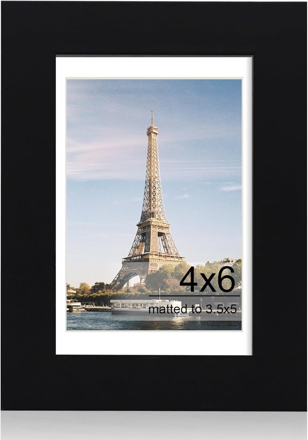 iRahmen 4x6 Picture Frame with HD Tempered Glass, Display Pictures 3.5x5 with Mat or 4 x 6 Without Mat, Wood Photo Frames for Tabletop and Wall Mount (Black, 1 Pack)