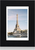 iRahmen 4x6 Picture Frame with HD Tempered Glass, Display Pictures 3.5x5 with Mat or 4 x 6 Without Mat, Wood Photo Frames for Tabletop and Wall Mount (Black, 1 Pack)
