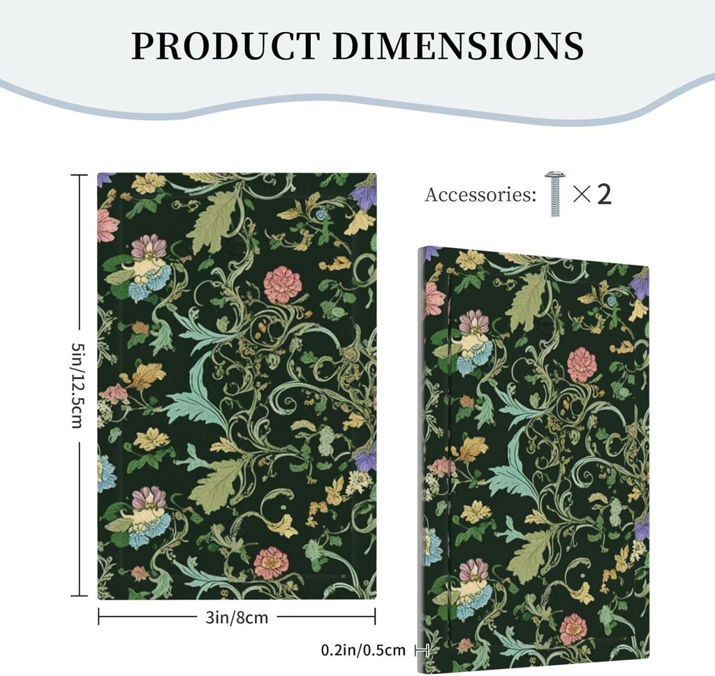 Decorative Light Switch Cover Plate Vintage Green Leaf Plant Rustic Pink Flower 1 Gang No Device Single Blank Outlet Covers Wall Plate Cover Switchplate Electrical Faceplate