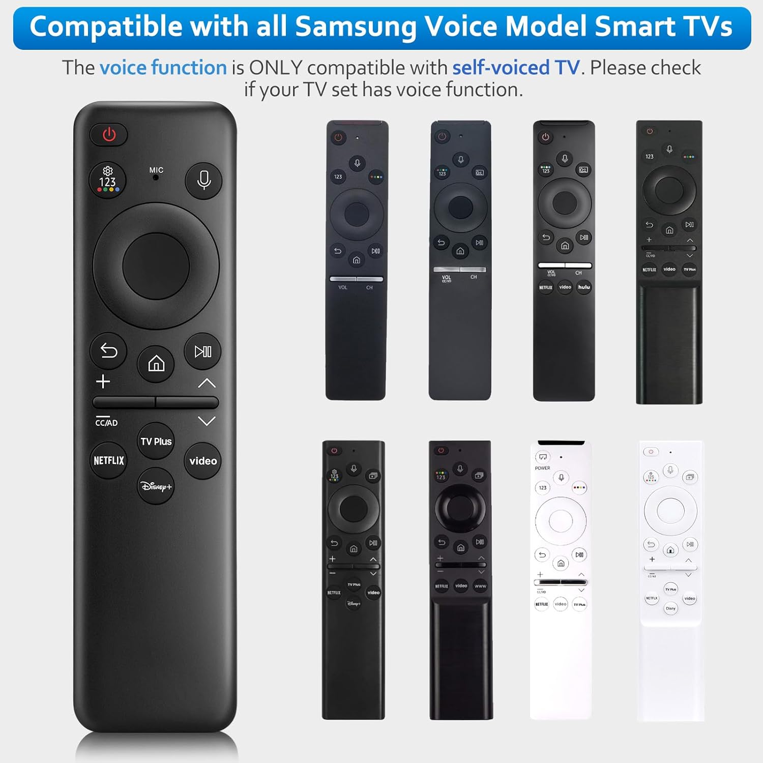 Rechargeable Voice Remote for Samsung-TV-Remote-Control-Replacement Compatible with Samsung Smart Frame Curved QLED TVs