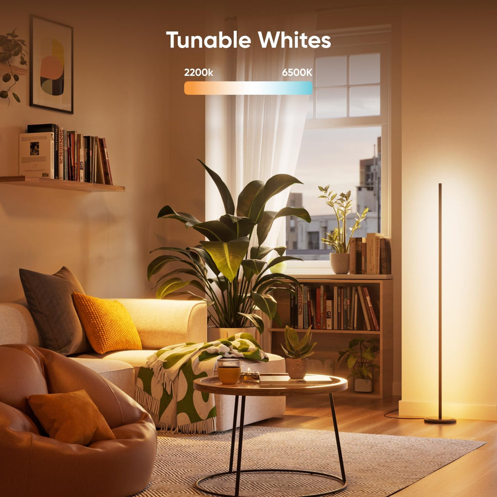 Nanoleaf Matter Smart Floor Lamp, LED Standing Lamps Work with Alexa, Music Sync Corner Lamp,16 Million Colors, 1700lm RGBTW Floor Lamp with Voice Control for Living Room, Ambient Lighting, Black