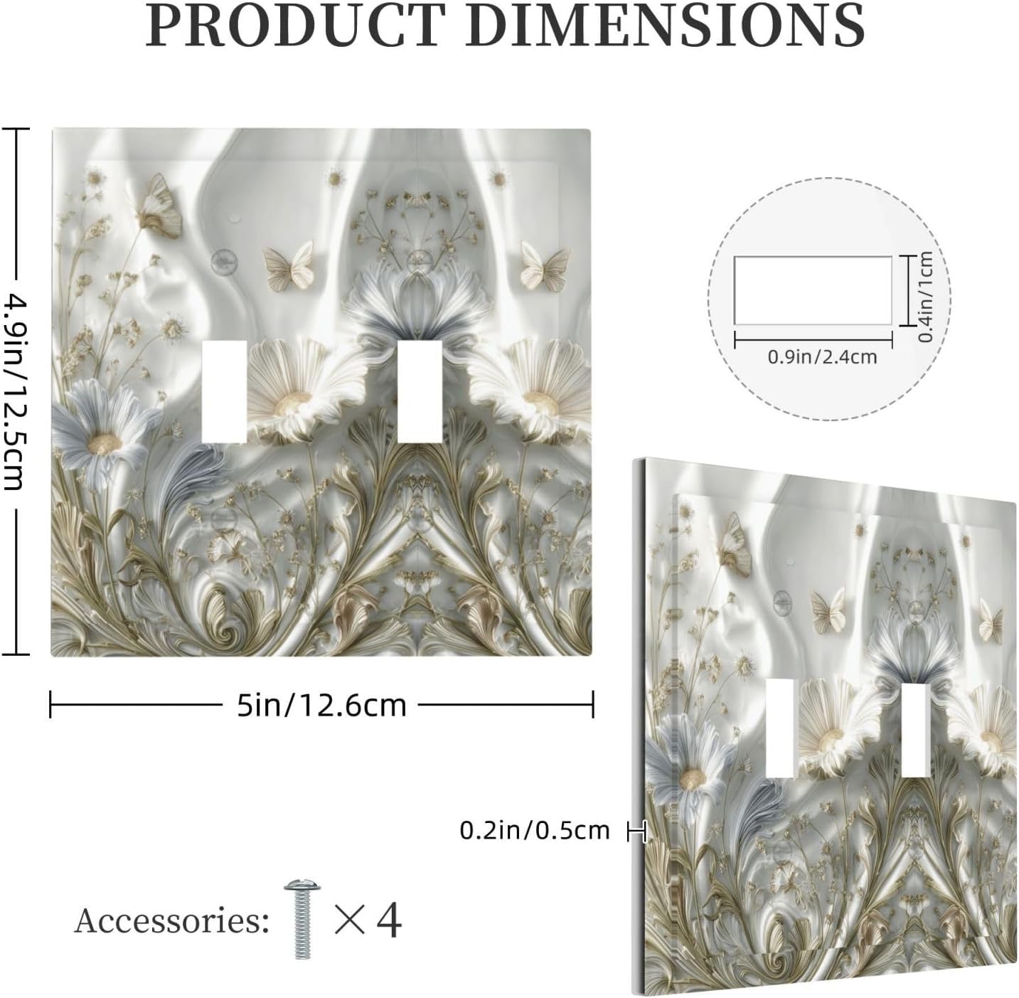 Artistic Floral Plant 2 Gang Double Toggle Decorative Light Switch Covers Electrical Faceplate Switch Plates for Bathroom Kitchen Home