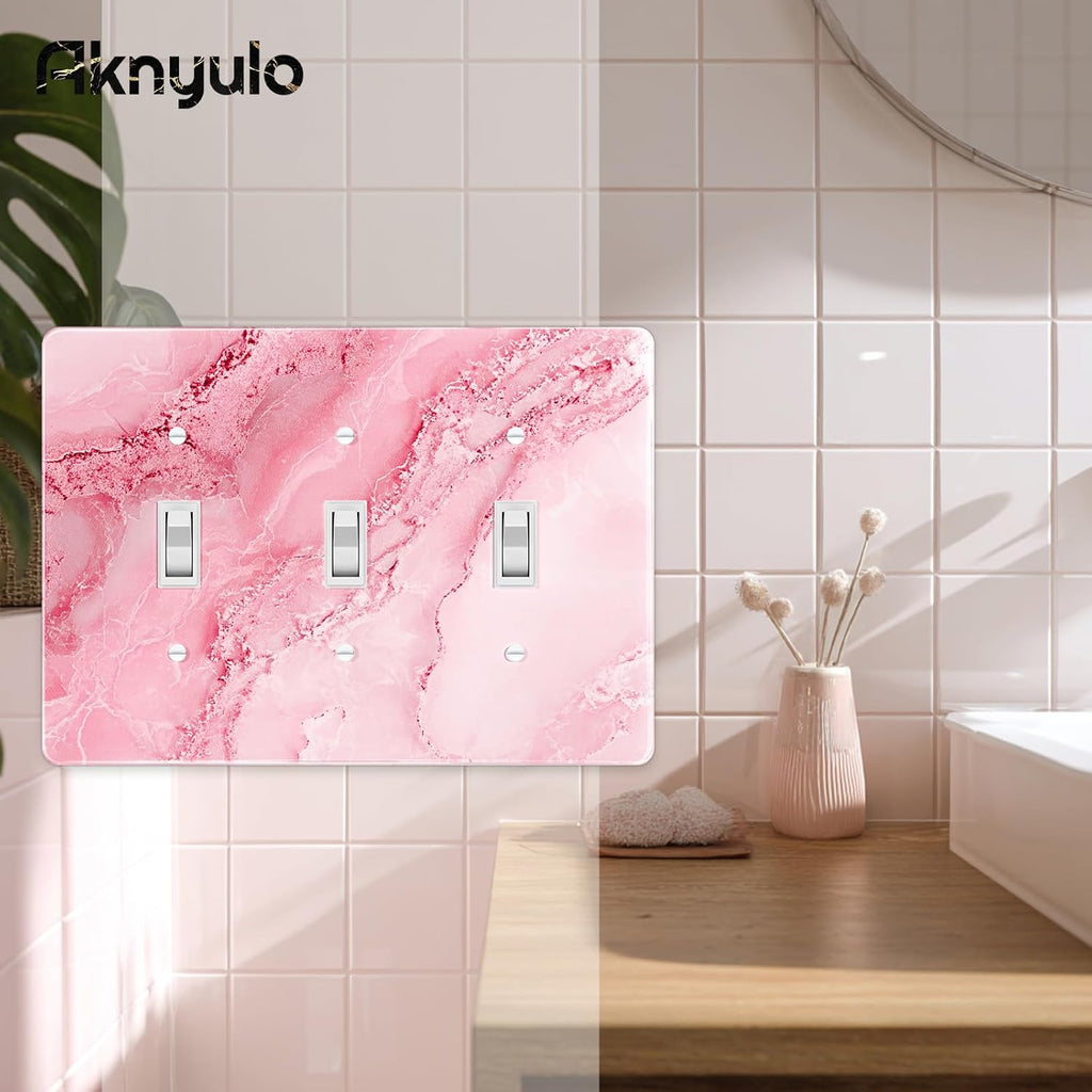 Abstract Pink Marble Design Acrylic Wall Plate Cover Switch Plate Cover Light Switch Cover Switch Cover Decorative 3 Gang Toggle Outlet Covers Switch Cover