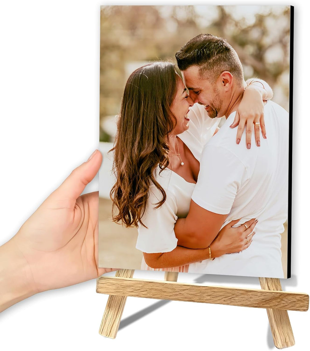 Custom Photo Frame with Stand, Personalized Picture Display, MDF and Wood Construction, Desktop Decor, Multiple Designs, Customizable Gift for Family and Friends