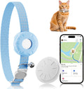 Cat Tracker, Pet Tracker with Safety Elastic Buckle, Works with Any Collar,Compatible with Apple Find My App (Only iOS), No Monthly Fee, Blue