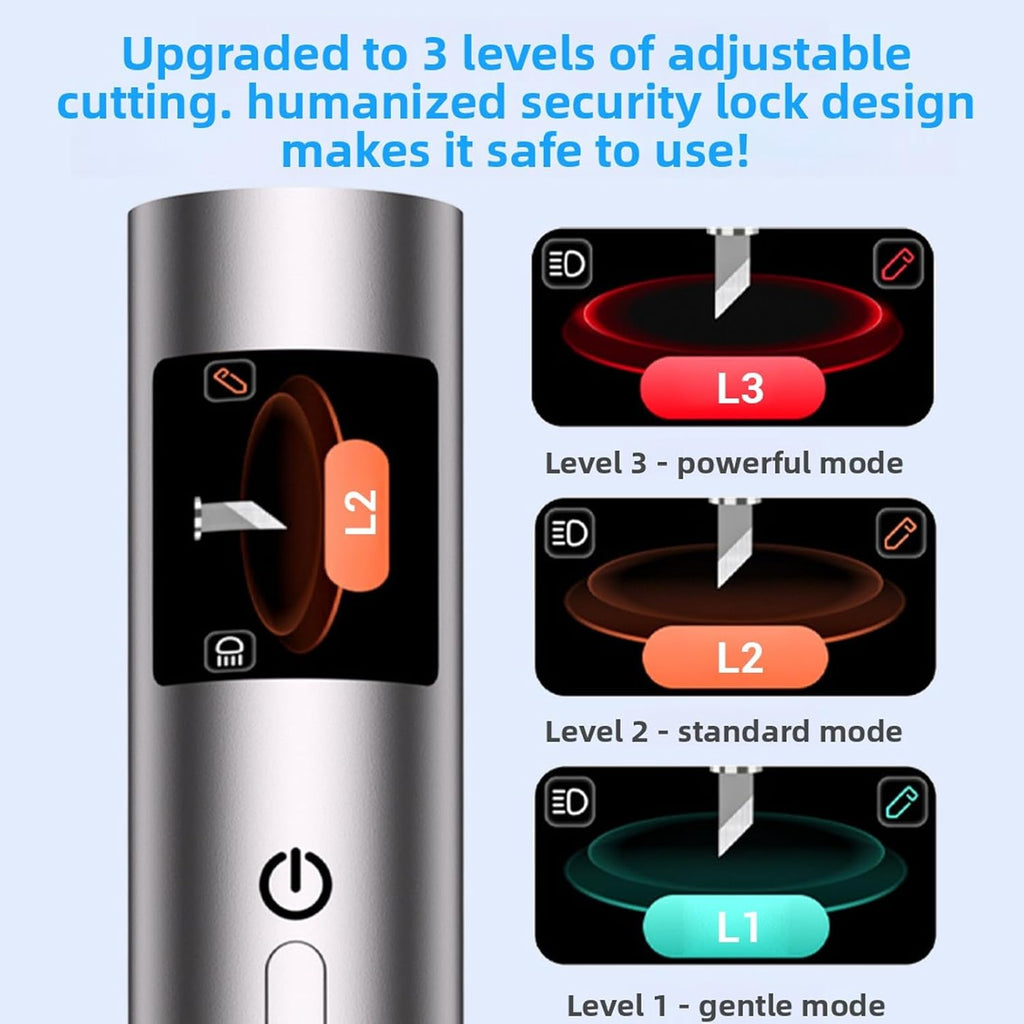 Vikye Ultrasonic Cutter, 40kHz Handheld Craft Cutting Tool 30W 3 Gears with 50 Replacement Blades OLED Display, for Plastic 3D Prints DIY (US Plug)