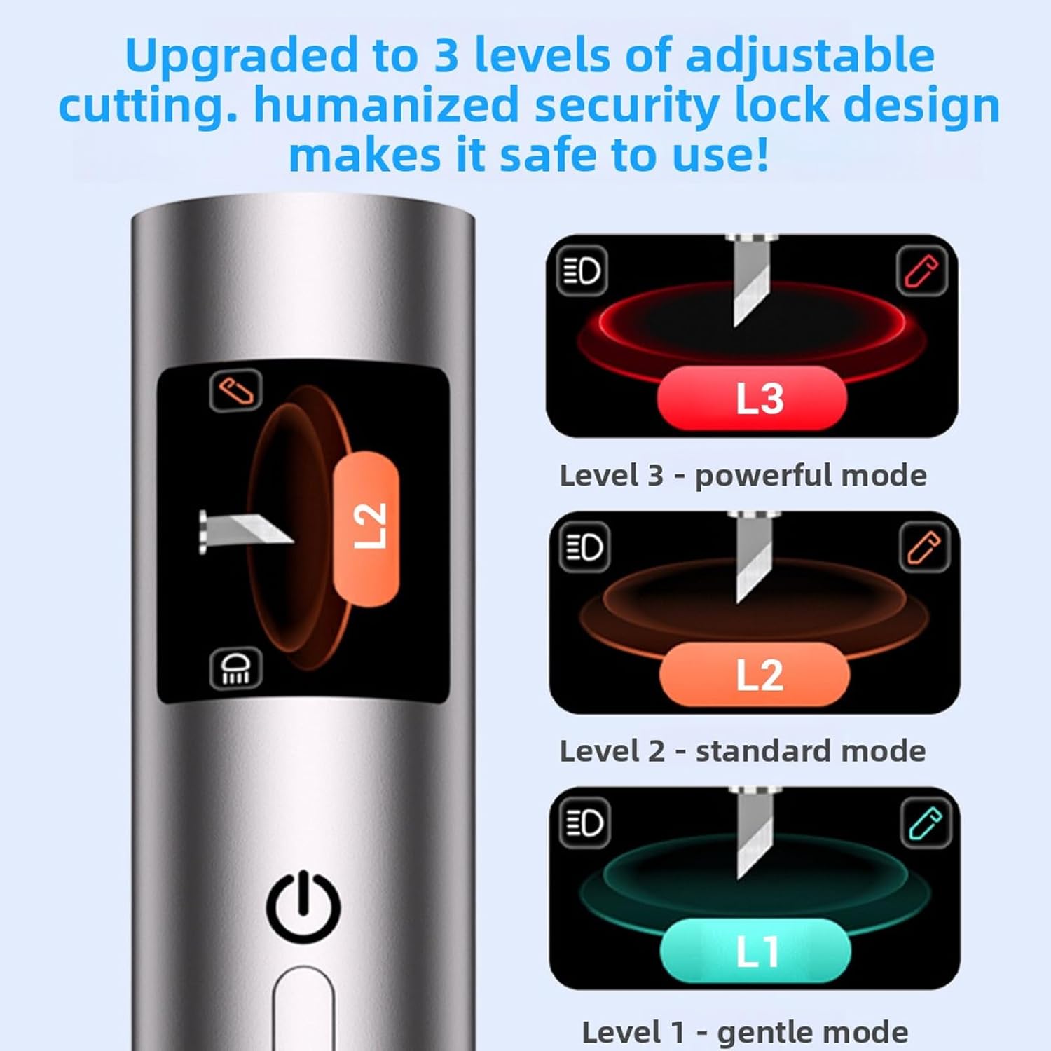 Vikye Ultrasonic Cutter, 40kHz Handheld Craft Cutting Tool 30W 3 Gears with 50 Replacement Blades OLED Display, for Plastic 3D Prints DIY (US Plug)