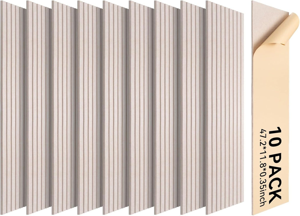 Self-Adhesive Acoustic Panels, 10 Pack Large Soundproof Wall Panel, High Density Sound Proof Panels, Decorative Absorbing Acoustic Treatment for Home Studio Office (Camel)