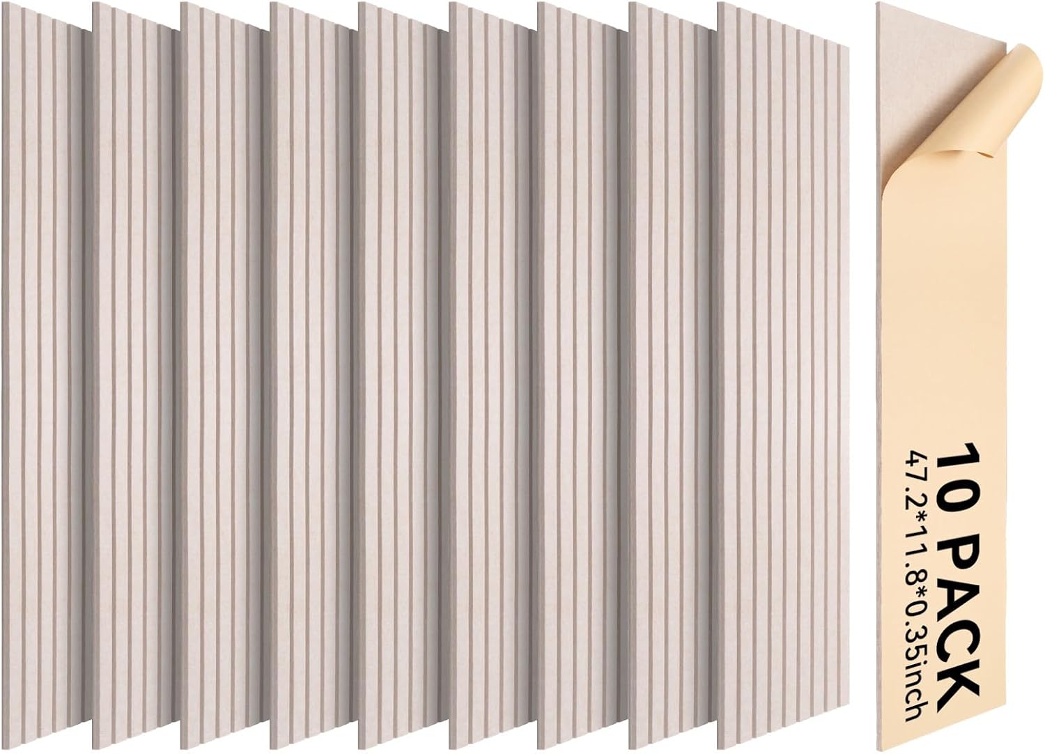 Self-Adhesive Acoustic Panels, 10 Pack Large Soundproof Wall Panel, High Density Sound Proof Panels, Decorative Absorbing Acoustic Treatment for Home Studio Office (Camel)