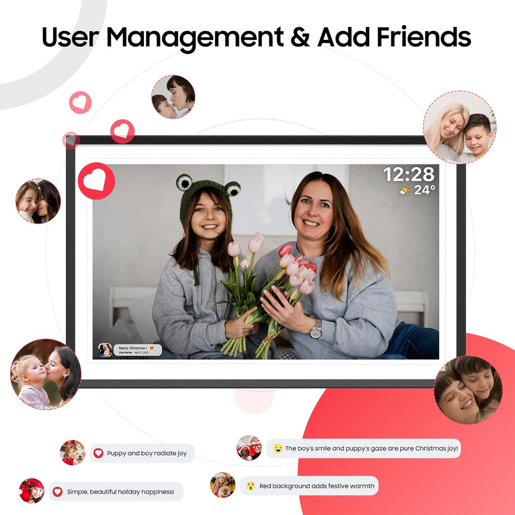 ApoloSign Digital Picture Frame 15.6 inch, WiFi Digital Photo Frame with 32GB Storage, 1920x1080 FHD IPS Touch Screen, Auto-Rotate, Easy Setup to Share Photos or Videos Instantly via Frameo App
