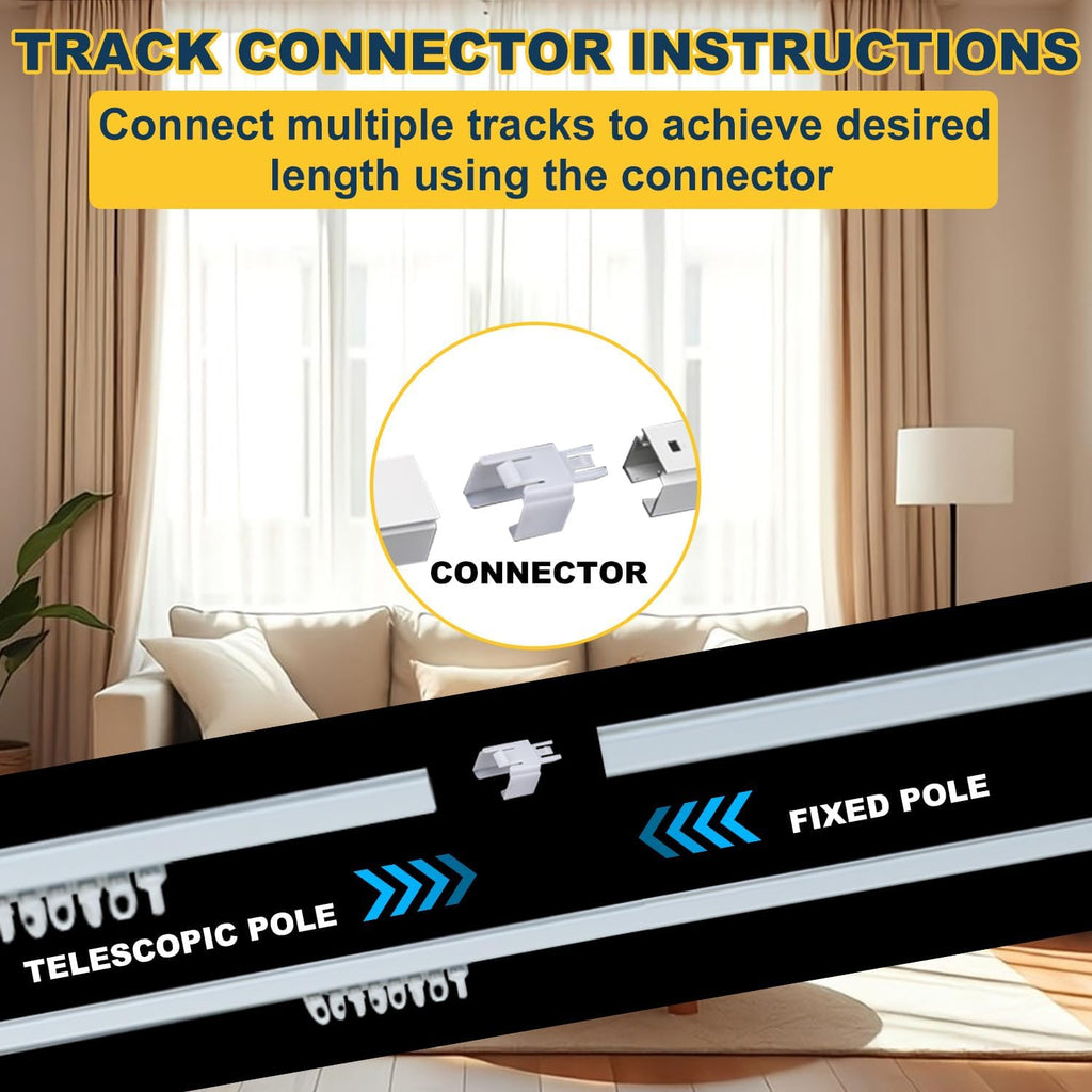 Retractable Curtain Track System, 3.6-5.9ft/43.3-70.9in Ceiling & Wall Mounting Aluminum Heavy Duty Track for Curtains with Silent Rollers, Adjustable Rod Rail for Room Divider/Shower/Living Room