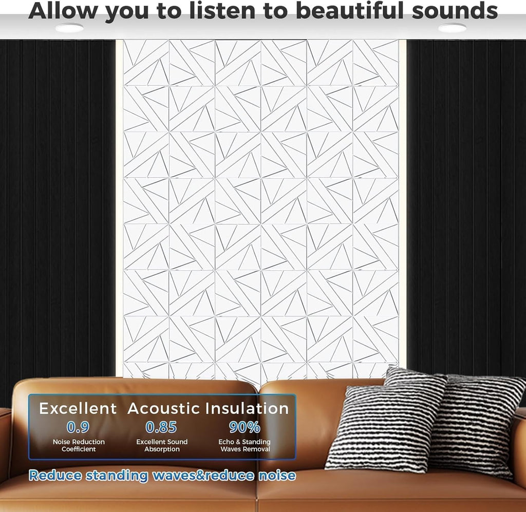 【20 Pack】 Acoustic Panels Self-Adhesive (0.4" Thick | 0.8lb/ft³ Medium Density) - 12x12 Soundproof Foam Tiles for Home Office/Wall Sound Absorption, Noise Reduction Panels Studio Use - White
