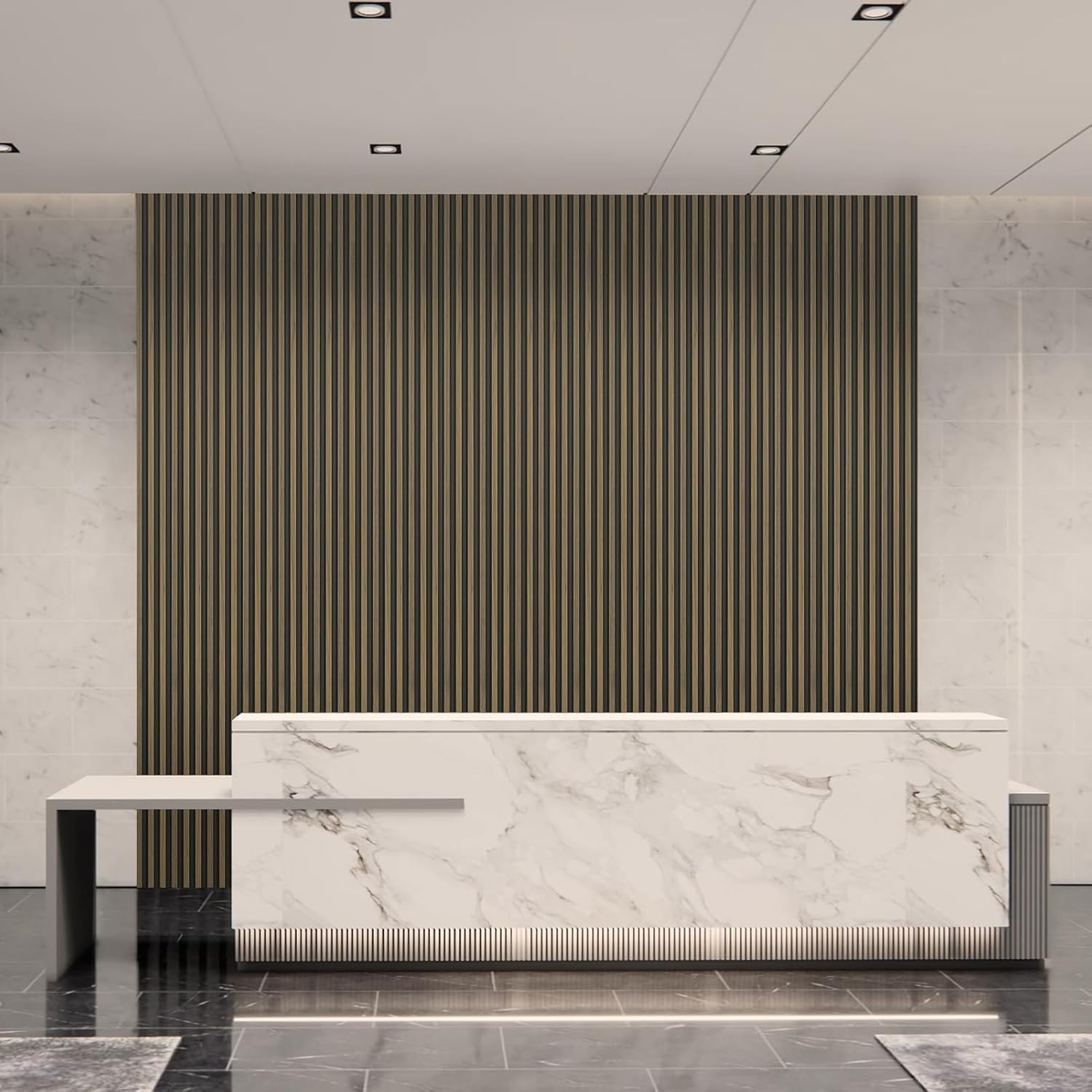 Art3d 8-Pack WPC Wood Slat Wall Panel for Interior Décor, 3D Wood Fluted Acoustic Paneling for Living Room Bedroom Home & Office Accent Wall Decor - 96 x 6 Inch Ebony