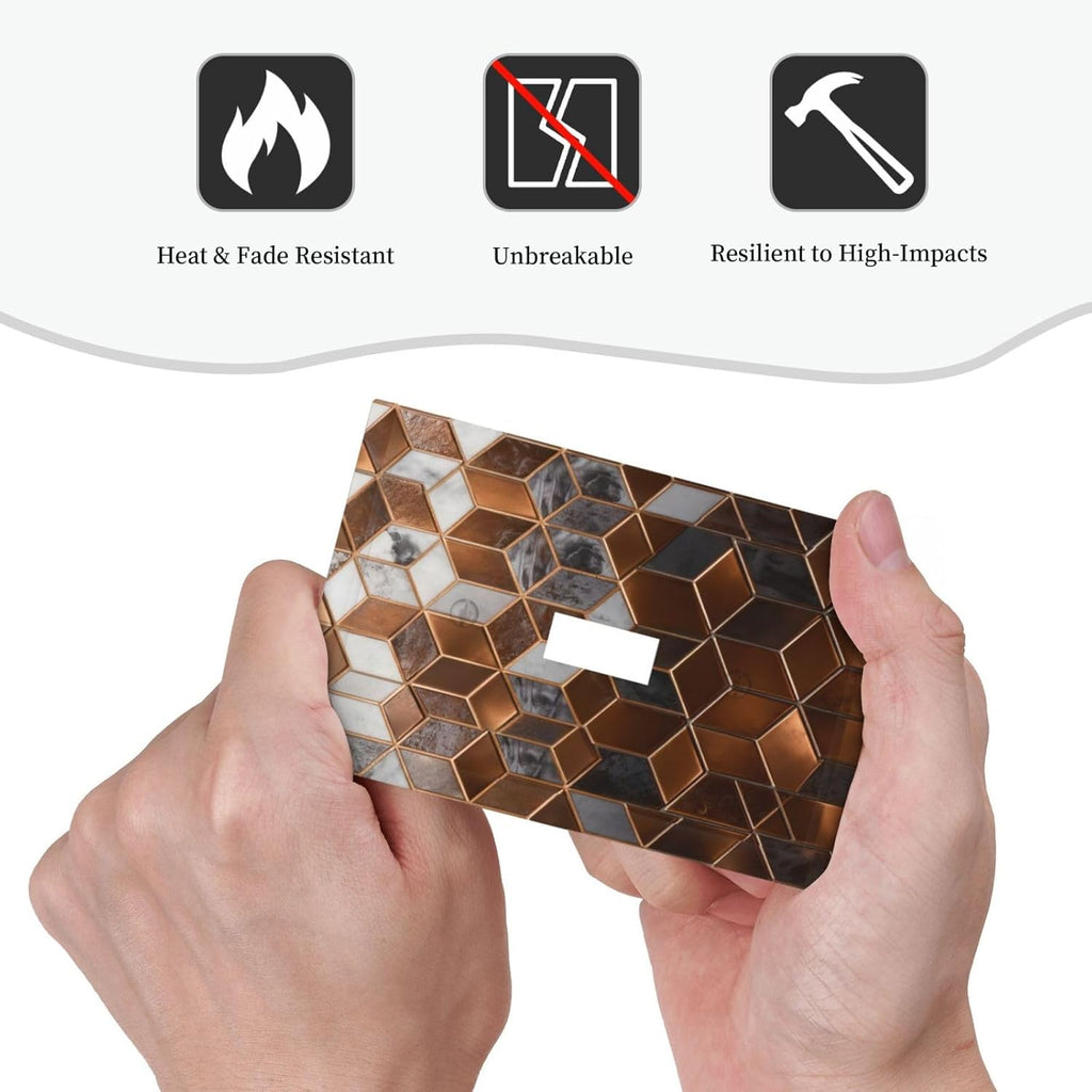 Brown Abstract Luxury Modern Geometric Cubic Marble 1 Gang Single Toggle Decorative Light Switch Covers Electrical Faceplate Switch Plates for Bathroom Kitchen Home