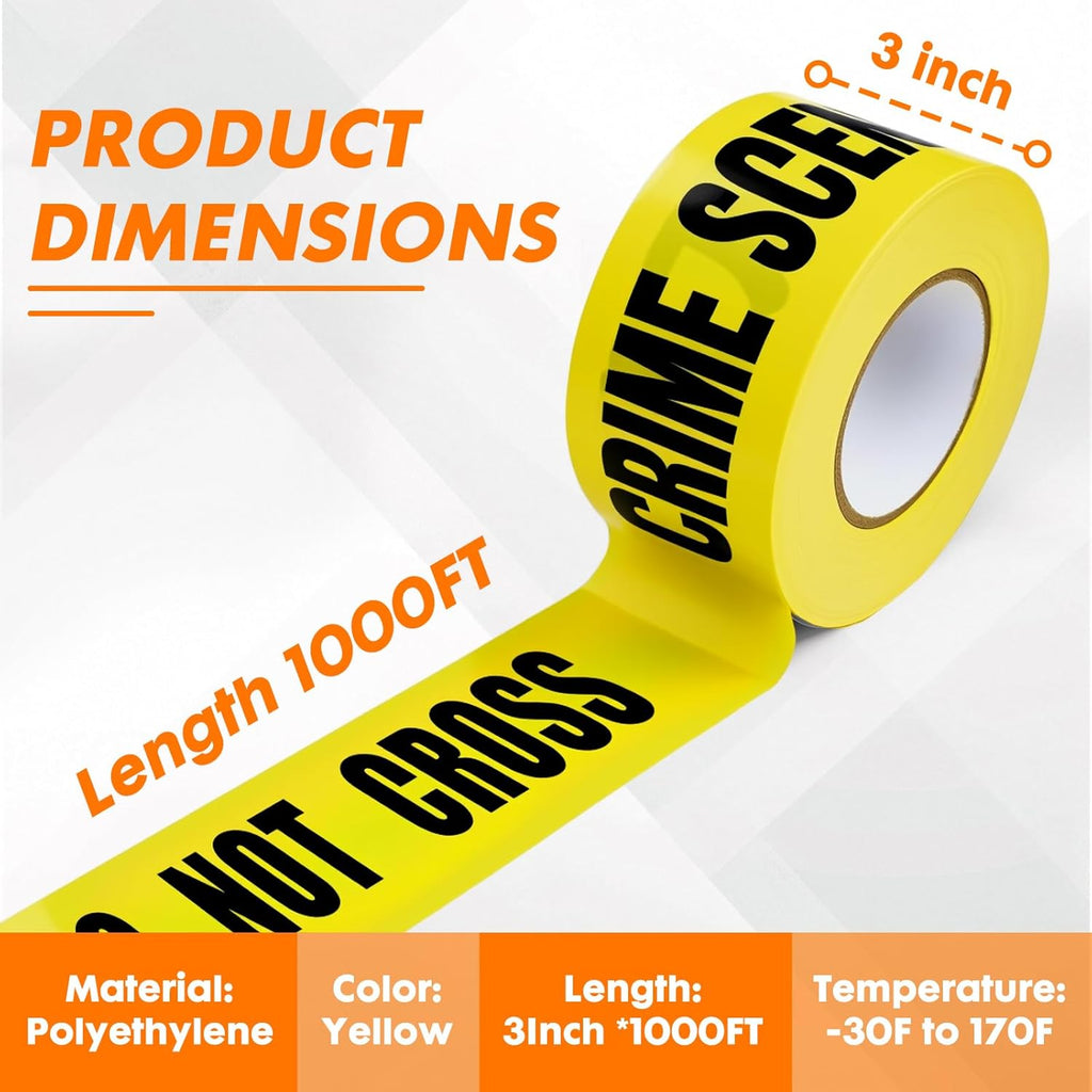Crime Scene DO NOT Cross Tape – 3 Inch x 1000 Feet | Bright Safety & Hazard Tape with Bold Black Text for Construction, Events, and Dangerous Areas (Crime Scene DO NOT Cross, 2 Pack)