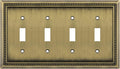 Henne Bery Sunken Pearls Heavy Duty Decorative Wall Plate Switch Plate Outlet Cover (Quad Toggle, Antique Brass)