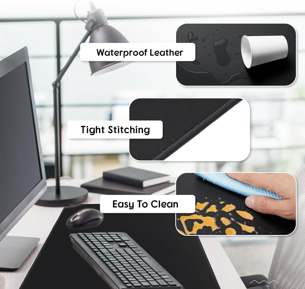 Konohan Heated Large Desk Mat PU Leather Warm Mouse Pad with 5 Heating Level & 4 Hour Auto Shut-Off Heating Keyboard Pad Warmer Gaming Mice Mat Only Supports 110v(Black Color,35.4"x 14.2")